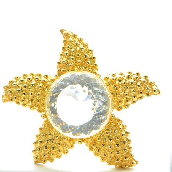 Vintage Kenneth Jay Lane KJL Textured Golden Starfish Pin Brooch - Picture 1 of 4